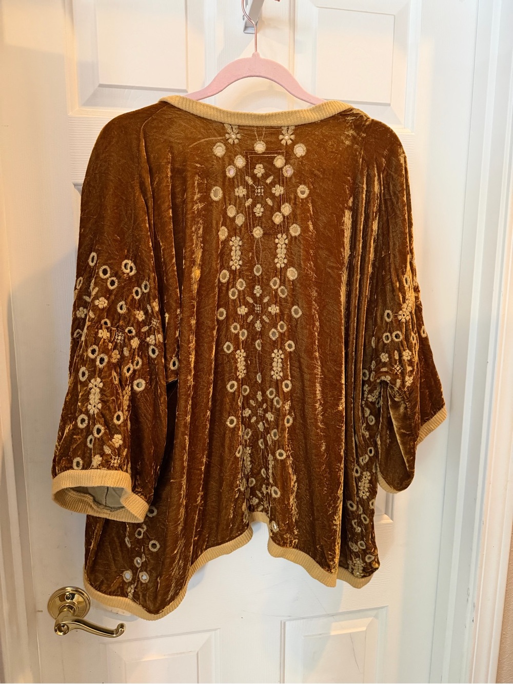 Johnny Was Golden Brown Velvet Embroidered Jacket